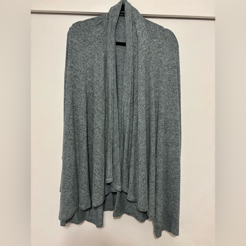 Harlowe & Graham Green Black Speck Knit Shrug Open Drapped Cardigan 2X